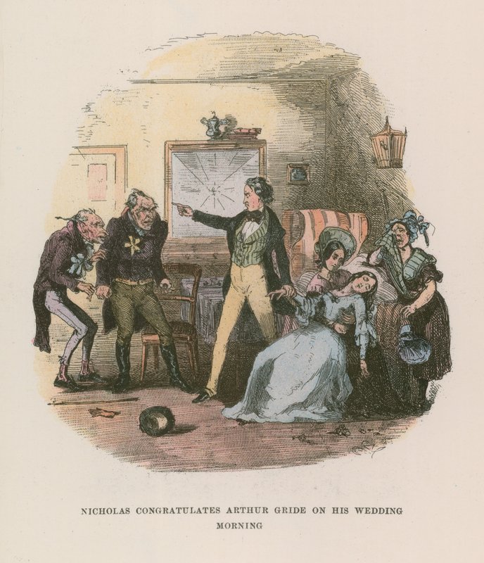 Ilustración para Nicholas Nickleby de Hablot Knight Browne