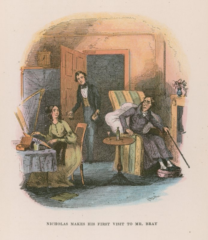 Ilustración para Nicholas Nickleby de Hablot Knight Browne