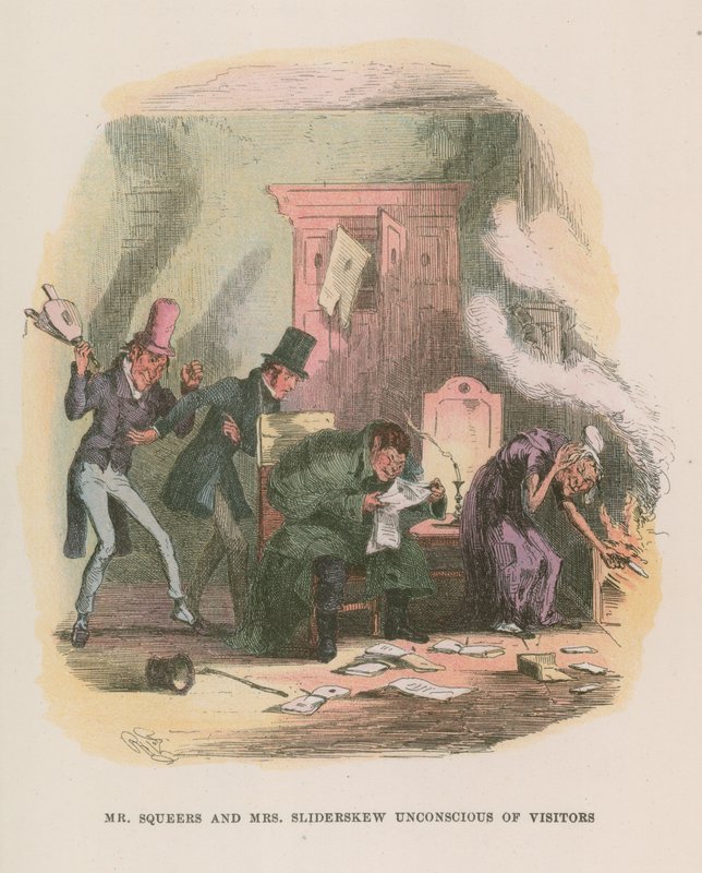 Ilustración para Nicholas Nickleby de Hablot Knight Browne