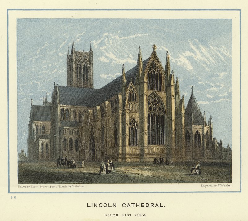 Catedral de Lincoln, vista sureste de Hablot Knight Browne