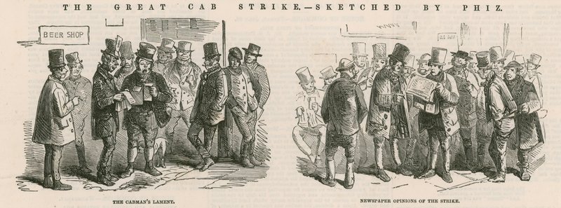 La gran huelga de taxis - bocetos de Phiz de Hablot Knight Browne