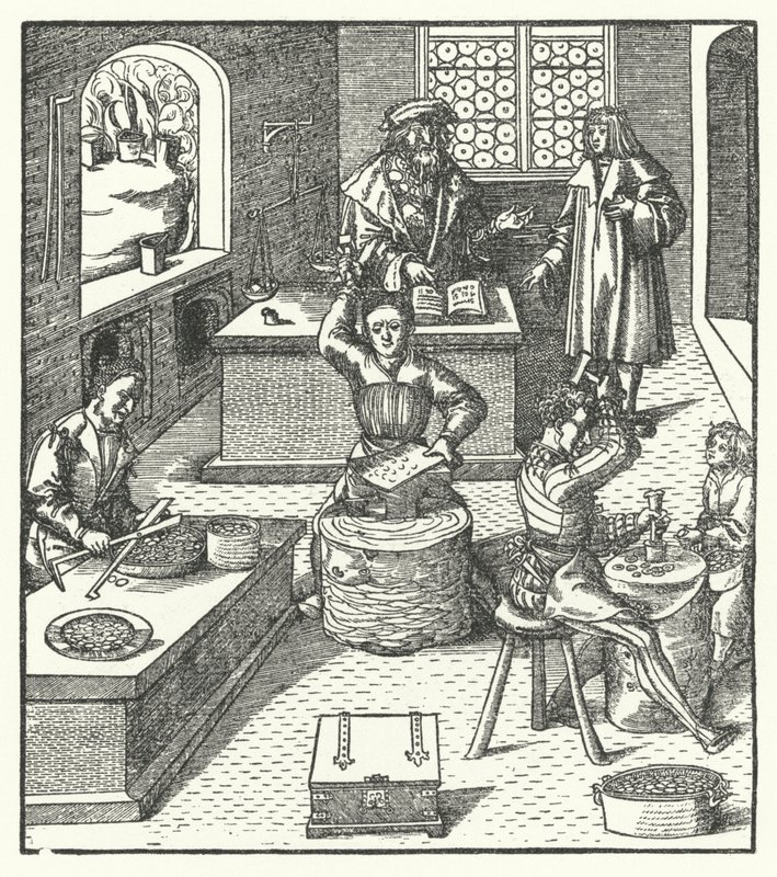 Archiduque Maximiliano de Austria en la casa de moneda de Hans (after) Burgkmair