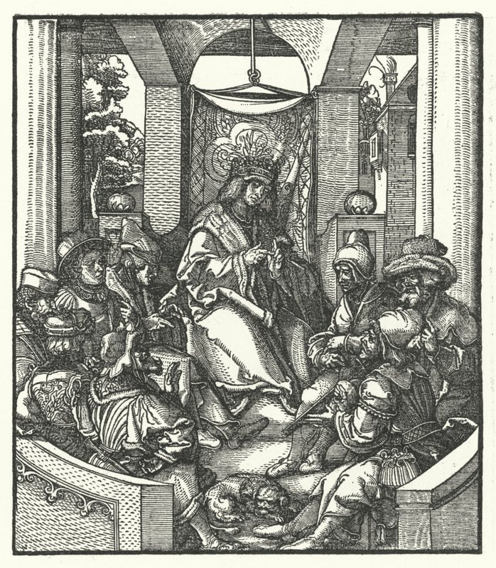 El rey Luis XI de Francia negociando con los rebeldes flamencos de Hans (after) Burgkmair