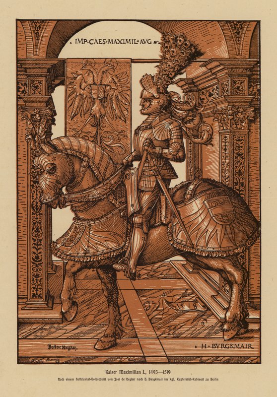 Maximiliano I, Emperador del Sacro Imperio Romano Germánico (xilografía) de Hans (after) Burgkmair