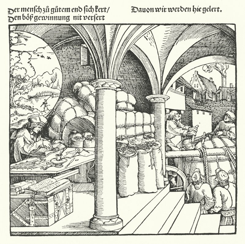 El Comerciante Cauteloso de Hans (after) Burgkmair