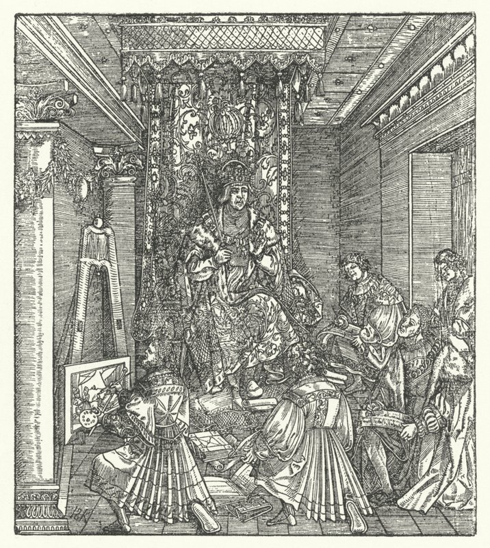 El príncipe con los proclamadores de su gloria de Hans (after) Burgkmair