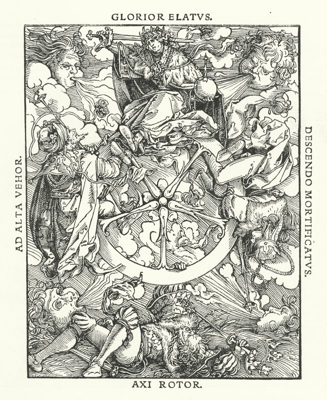 Grabado de De Remediis Utriusque Fortunae (Remedios para la Fortuna Buena y Mala) de Petrarca de Hans (after) Burgkmair