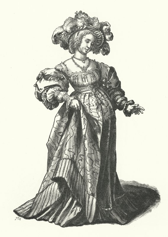 Traje de una mujer de Basilea de Hans (after) Holbein the Younger