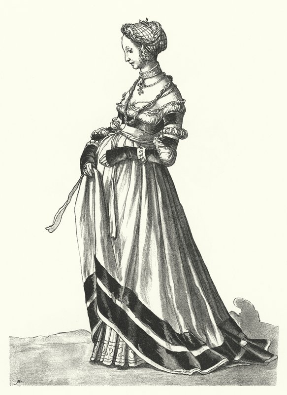 Traje de una mujer de Basilea de Hans (after) Holbein the Younger