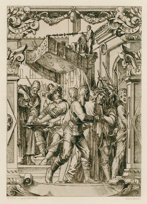 Jesucristo, Pilato lavándose las manos (grabado) de Hans (after) Holbein the Younger