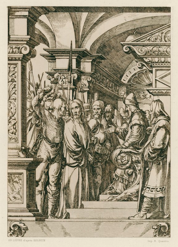 Jesucristo frente a Caifás (grabado) de Hans (after) Holbein the Younger