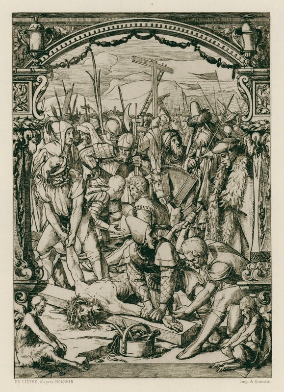 Jesucristo, clavado en la Cruz (grabado) de Hans (after) Holbein the Younger