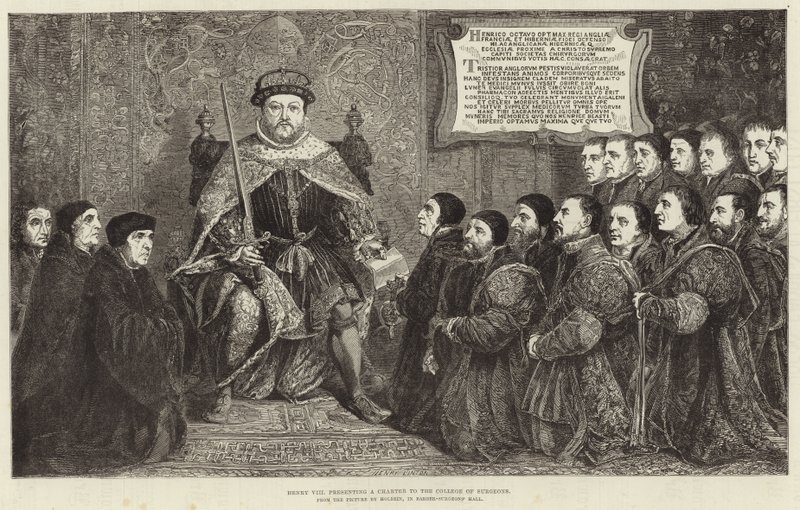 El rey Enrique VIII presentando una carta al Colegio de Cirujanos de Hans Holbein der Jüngere