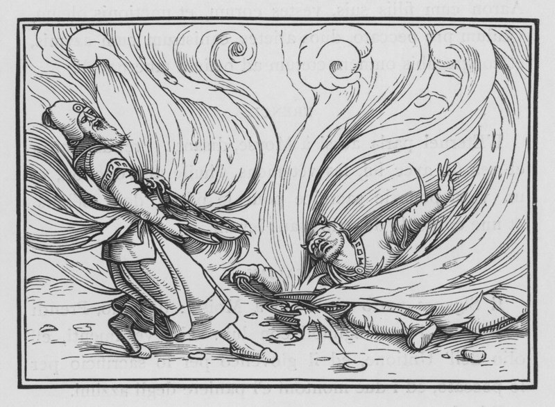 Nadab y Abiú muertos por el fuego, Levítico X, 1, 2 de Hans Holbein der Jüngere