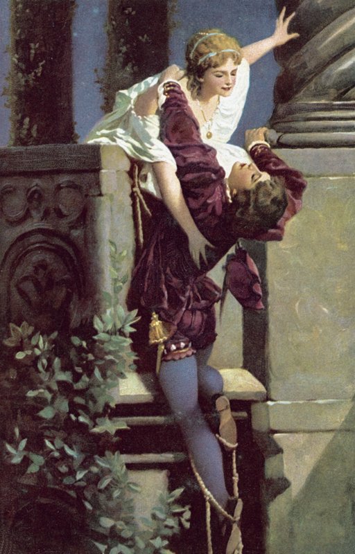 Escena del balcón, Romeo y Julieta de Hans Makart