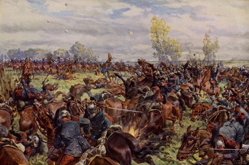Combate durante la gran ofensiva francesa al oeste de Argonne, 25-30 de septiembre de 1915 (litografía en color) de Hans W. (after) Schmidt