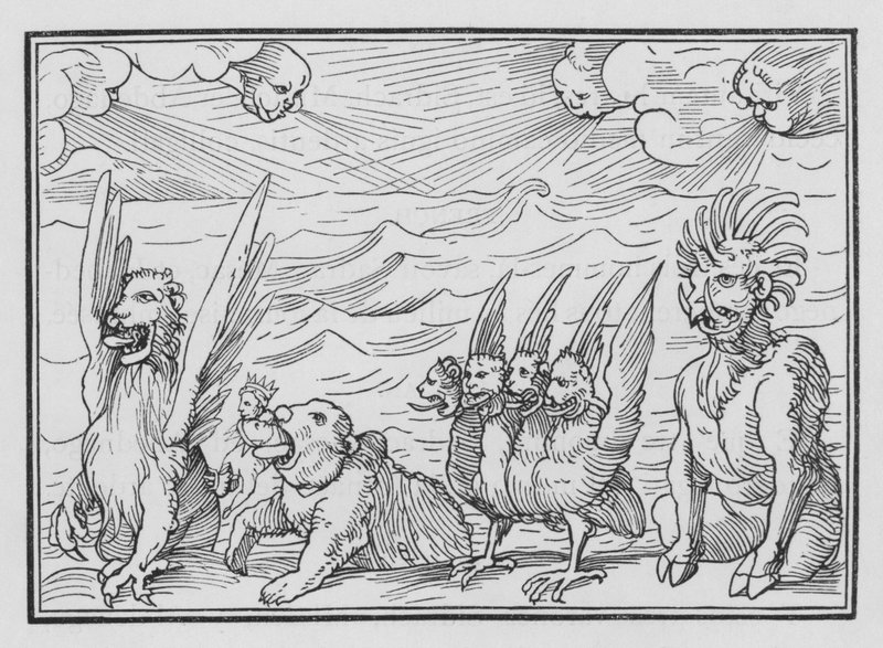 La visión de los cuatro bestias de Daniel, Daniel VII, 3 de Hans after Holbein the Younger