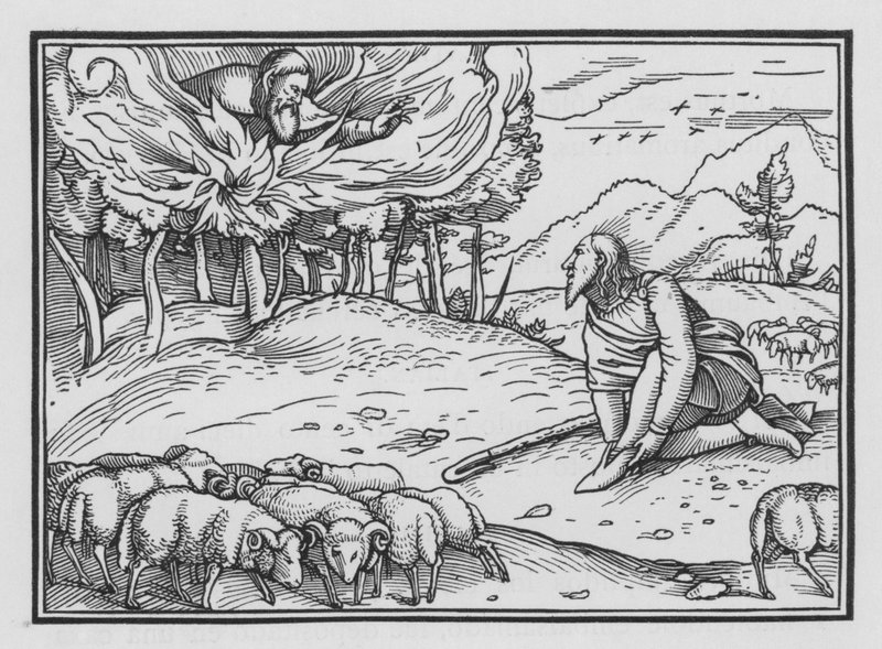 Dios se aparece a Moisés en una zarza ardiente, Éxodo III, 5 de Hans after Holbein the Younger