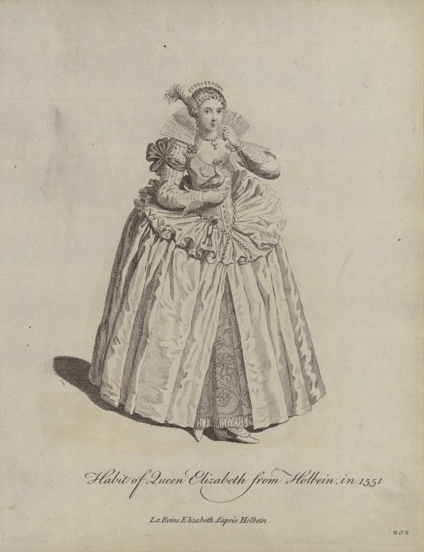 Hábito de la Reina Isabel de Holbein en 1551 de Hans after Holbein the Younger