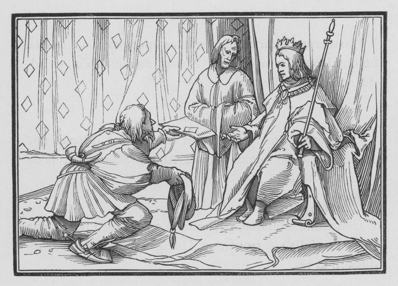 Hiram envía felicitaciones a Salomón, 1 Reyes V, 1 de Hans after Holbein the Younger