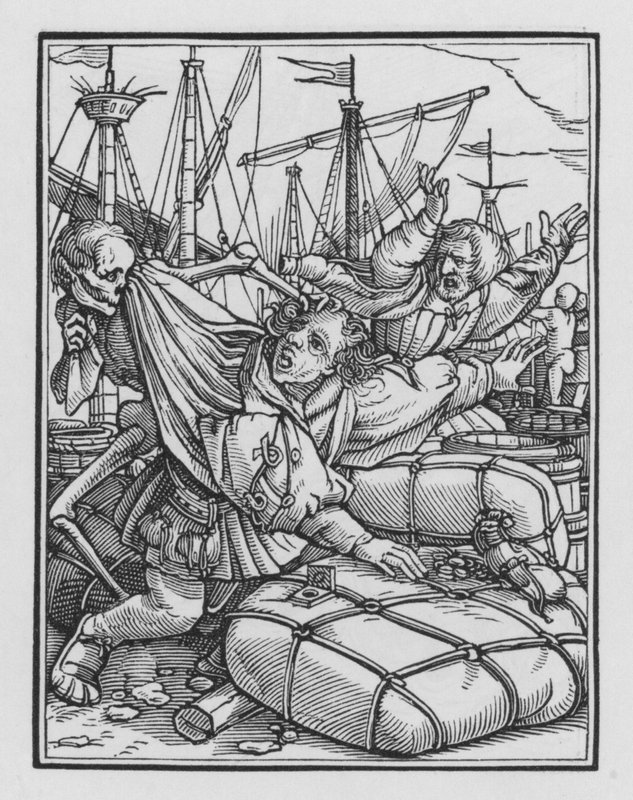 La danza de la muerte: El Comerciante de Hans after Holbein the Younger