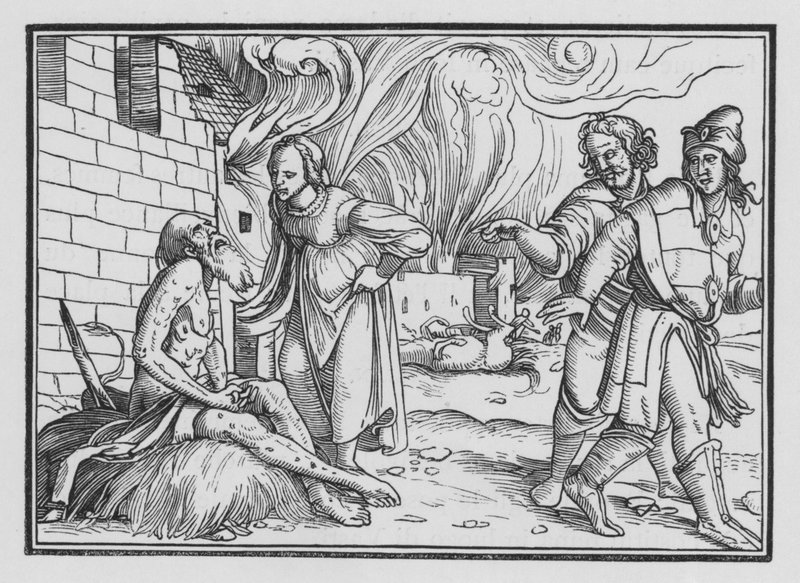 Job reprende a su esposa, Job II, 9 de Hans after Holbein the Younger
