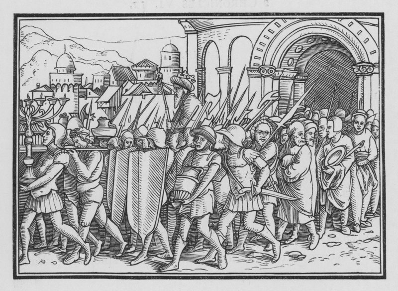 Sisaque saquea Jerusalén, 2 Crónicas XII, 9 de Hans after Holbein the Younger