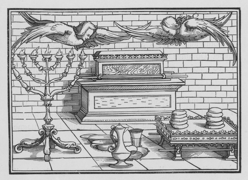El arca, el propiciatorio, los querubines, la mesa y el candelabro, Éxodo XXV, 21, 22 de Hans after Holbein the Younger