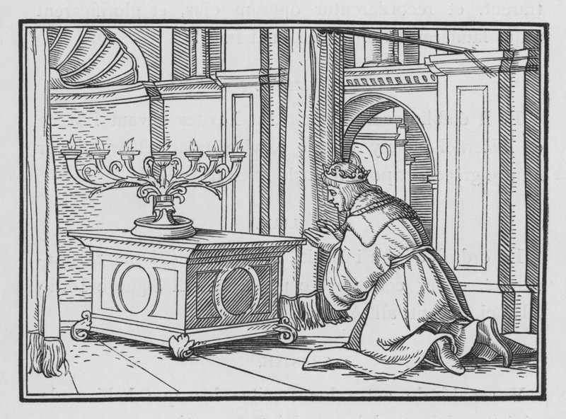 La ofrenda solemne de Salomón en Gabaón, 2 Crónicas I, 6 de Hans after Holbein the Younger