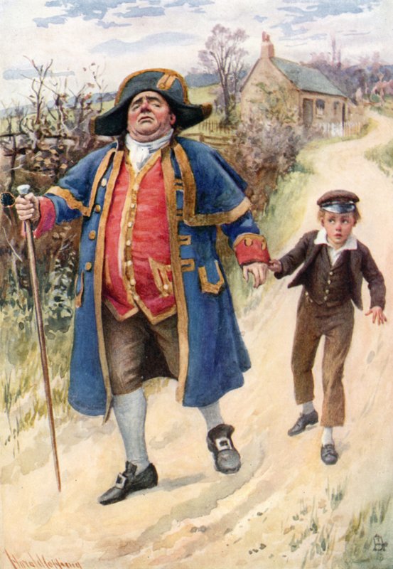 Sr. Bumble y Oliver Twist (litografía a color) de Harold Copping