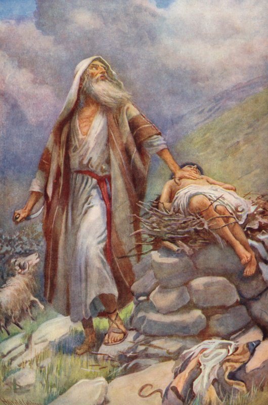 Antiguo Testamento: Abraham e Isaac (litografía en color) de Harold Copping