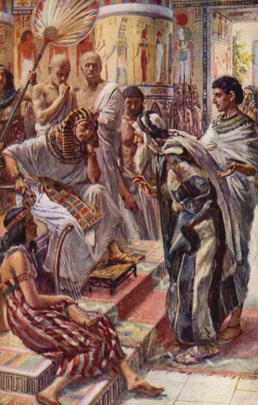 Antiguo Testamento: Jacob ante el Faraón (litografía en color) de Harold Copping