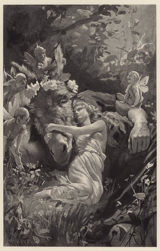 Duerme, entonces, dijo la Reina, y te envolveré en mis brazos, ¡oh, cómo te amo! ¡cómo te adoro! de Harold Copping