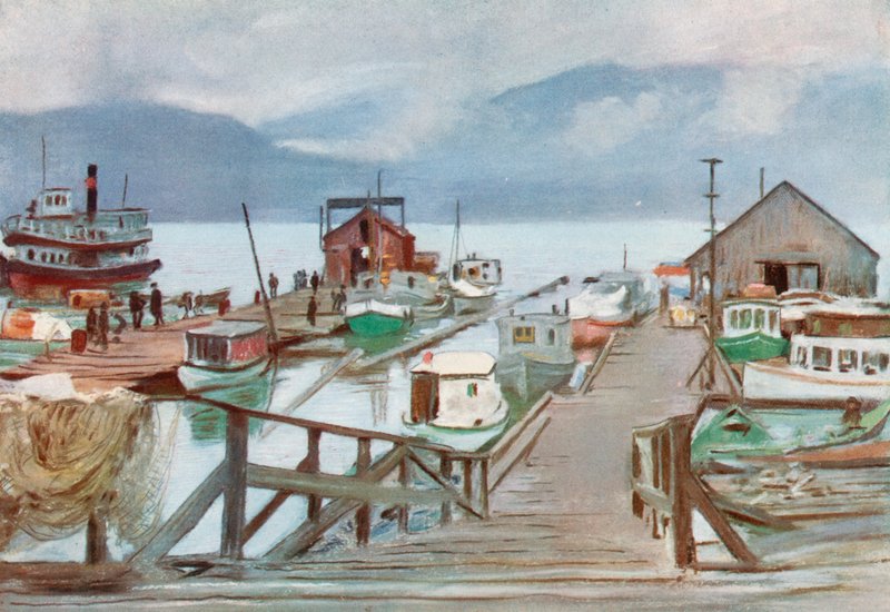 El mercado de pescado, Vancouver, la flota de mosquitos de Harold Copping