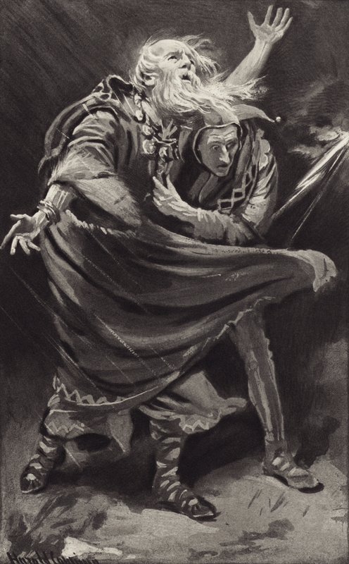 ¿Sobre un páramo, expuesto a la furia de la tormenta en una noche oscura, vagaba el Rey Lear? de Harold Copping