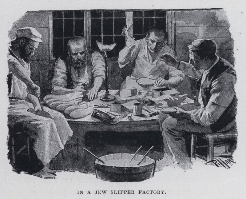En una fábrica de zapatillas judías de Harold Hume Piffard