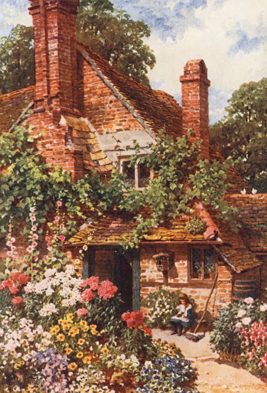 A Cottage Home, Compton (litografía en color) de Harold Sutton Palmer