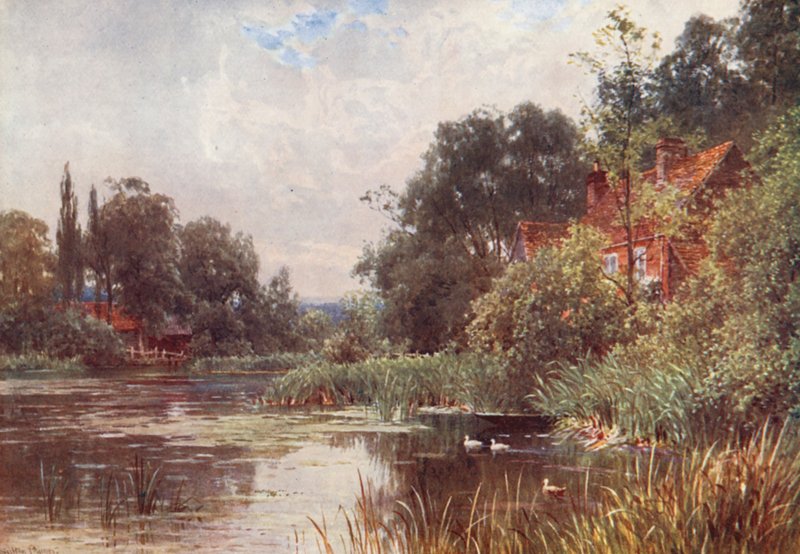Molino de Flanchford (litografía en color) de Harold Sutton Palmer
