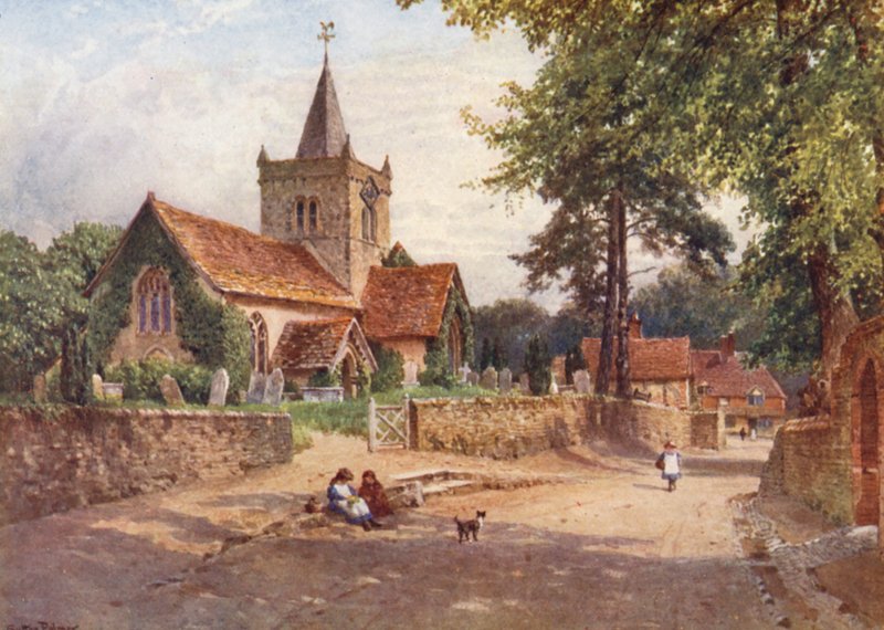 Iglesia de Witley (litografía en color) de Harold Sutton Palmer