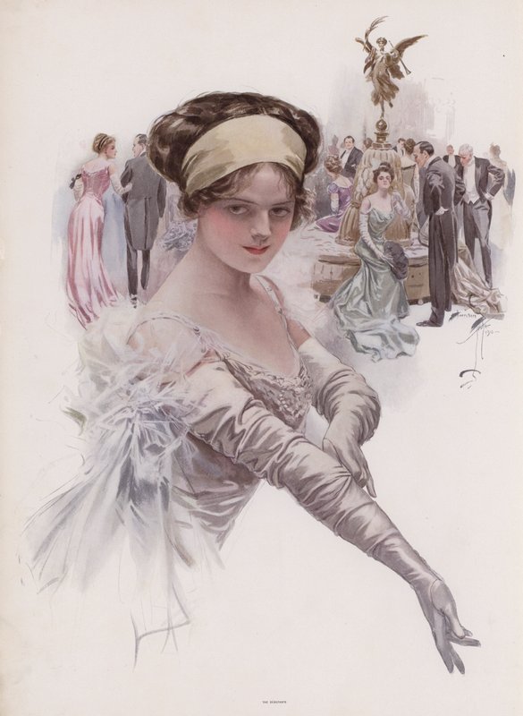 Debutante en un baile de Harrison Fisher