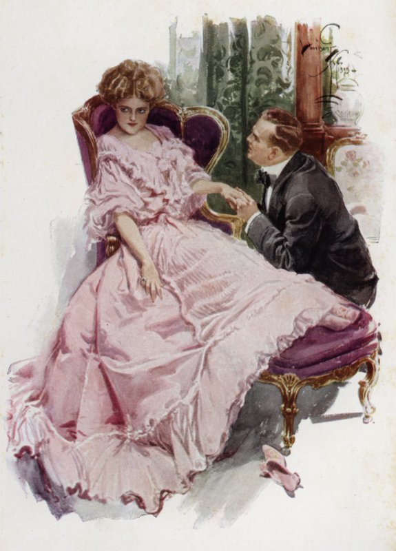 Ilustración para When a Man Marries de Mary Roberts Rinehart de Harrison Fisher