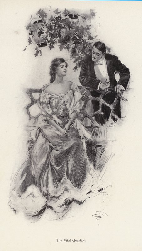 Hombre proponiendo matrimonio a una mujer de Harrison Fisher