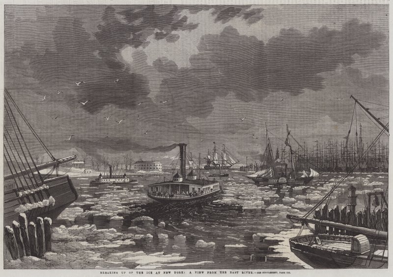 Ruptura del Hielo en Nueva York, una Vista desde el East River de Harry Fenn