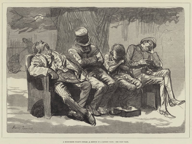 Sueño de una noche de verano, un boceto en un parque de Londres de Harry Furniss