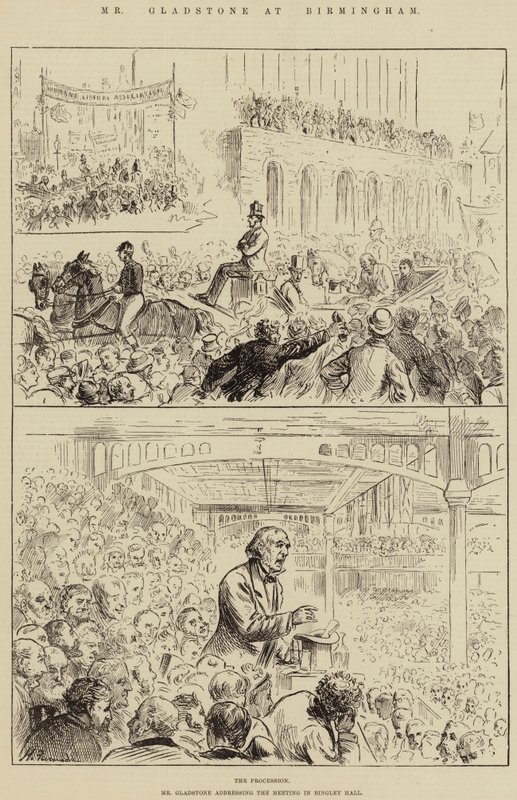 El Sr. Gladstone en Birmingham de Harry Furniss