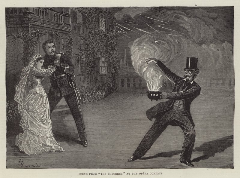 Escena de El hechicero, en la Ópera Cómica de Harry Furniss