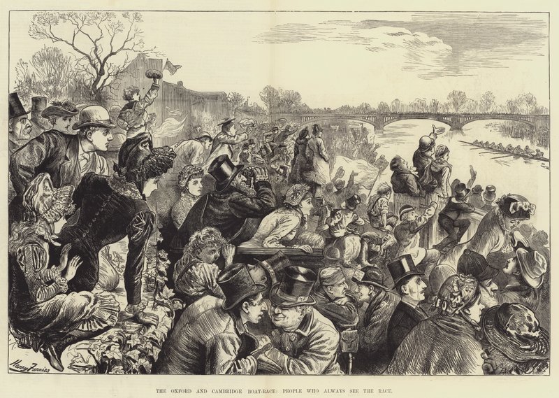 La regata Oxford y Cambridge, personas que siempre ven la carrera de Harry Furniss