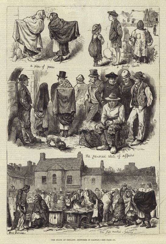 El estado de Irlanda, bocetos en Galway de Harry Furniss