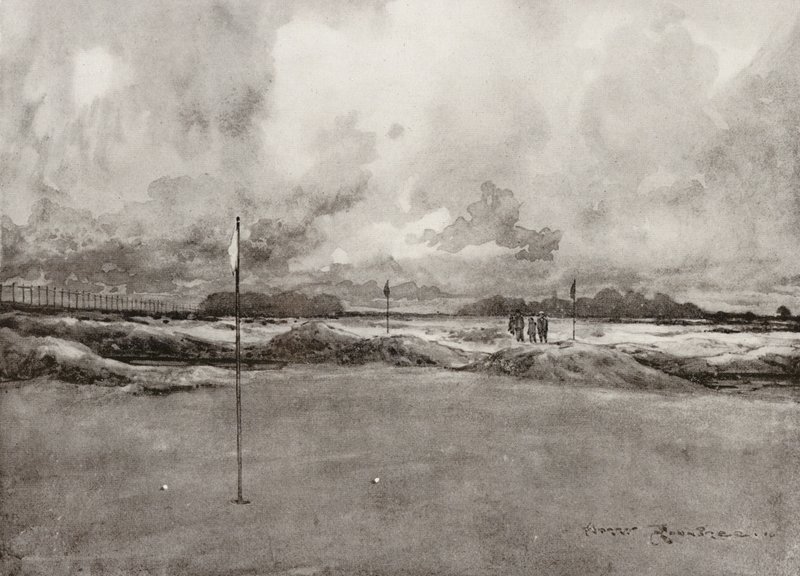 Campos de golf: Mitcham, el séptimo green (litografía) de Harry (1878 1950) Rountree