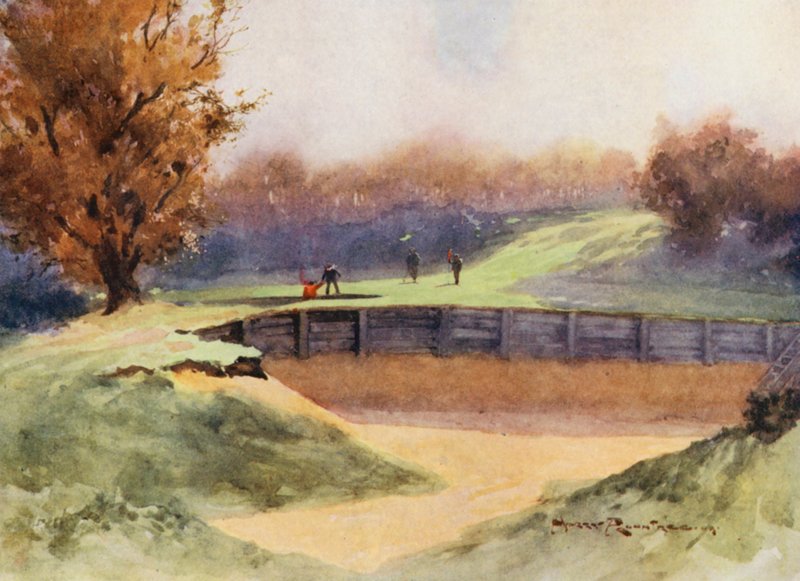 Campos de golf: Northwood, "Muerte o Gloria" , el octavo hoyo (litografía en color) de Harry (1878 1950) Rountree